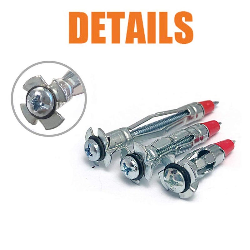 ISPINNER 52pcs Zinc Plated Steel Hollow Wall Drive Anchor Screws Assortment Kit for Drywall 35mm 46mm 59mm - Image 3